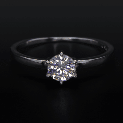 Minimalist sterling silver ring with a round 5mm AAAAA zirconia in solitaire setting