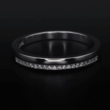 Classic sterling silver ring with 20 round AAAAA zirconia in pave setting